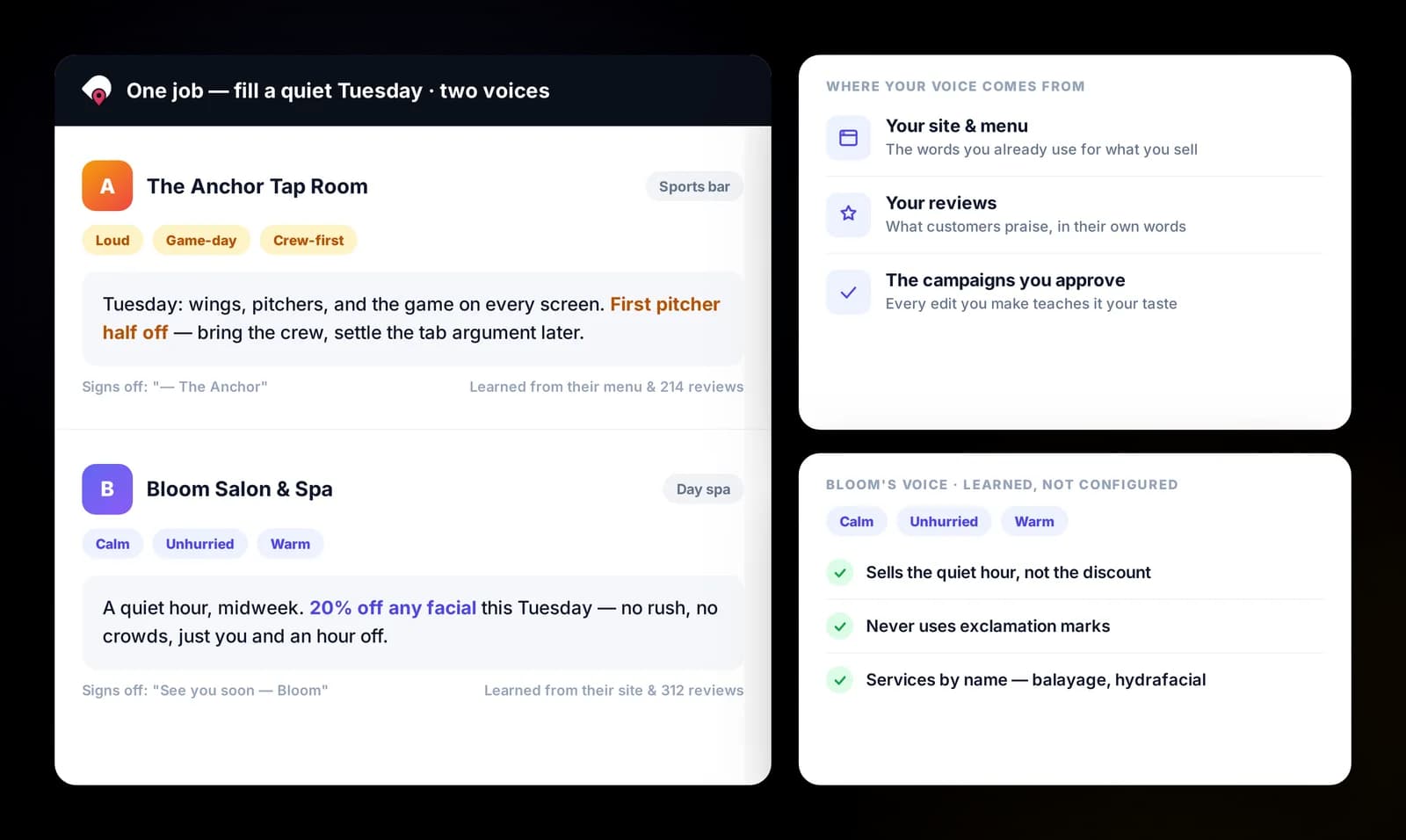 Brand voice settings in Droves